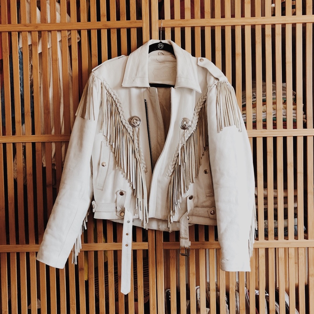 Vintage White Leather Jacket
